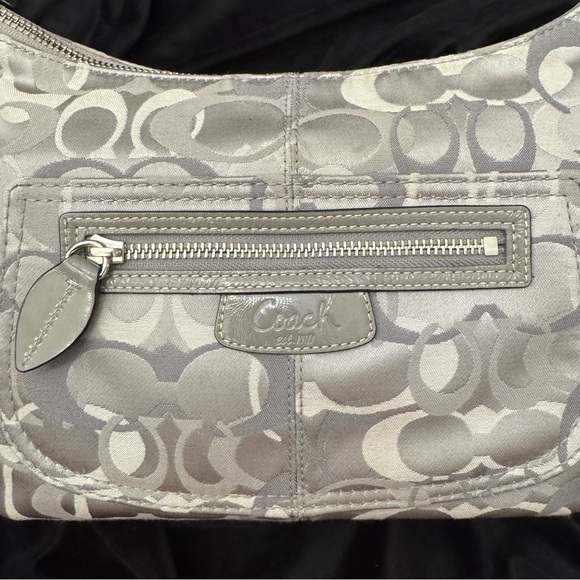Coach Penelope Optic Signature Shoulder Hobo Bag Silver Gray Lurex Canvas #15054 - Picture 6 of 15